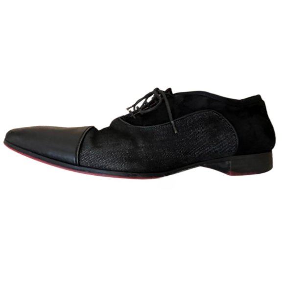 Men's Christian Louboutin Black Leather And Suede Greggo Oxfords. Size 40/7 - Picture 11 of 15